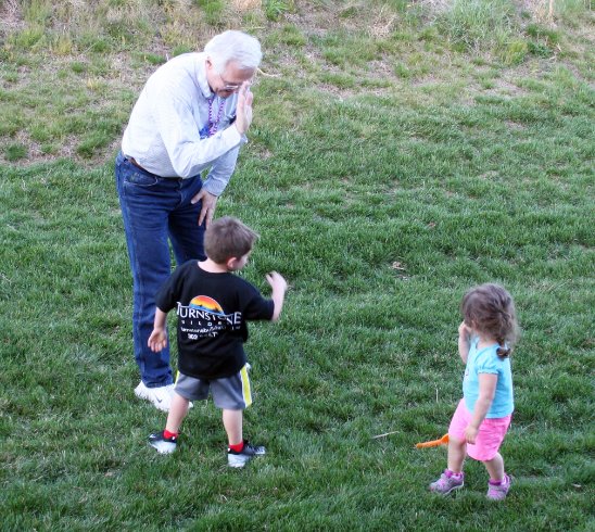 High fiving with P-Paw